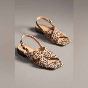 New Maeve x Anthropologie Cheetah Suede Crisscross Sandals Shoes sz 37